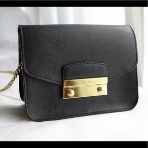 Furla Julia Mini Leather Crossbody Black